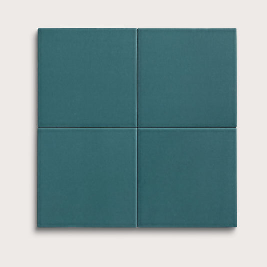 Aegean Blue ceramic tile, 6 by 6 inches, matte finish