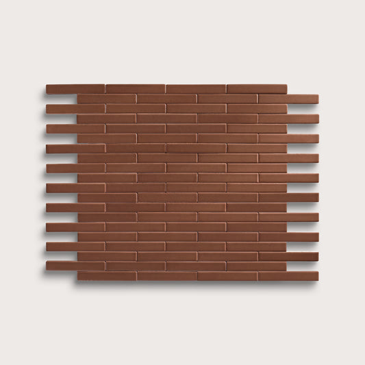 Amber ceramic tile, 1 by 6 inch subway mosaic, matte finish