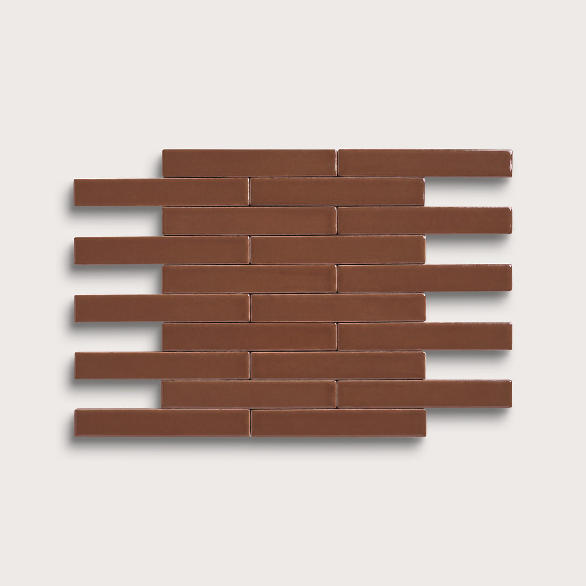 Amber ceramic tile, 1 by 6 inch subway mosaic, matte finish