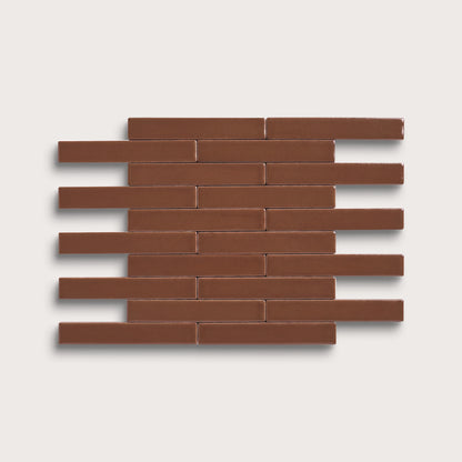 Amber ceramic tile, 1 by 6 inch subway mosaic, matte finish