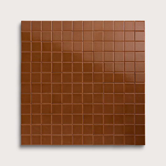 Amber ceramic tile, 2 by 2 inch mosaic, gloss finish