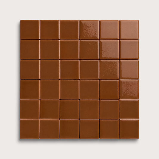 Amber ceramic tile, 2 by 2 inch mosaic, gloss finish