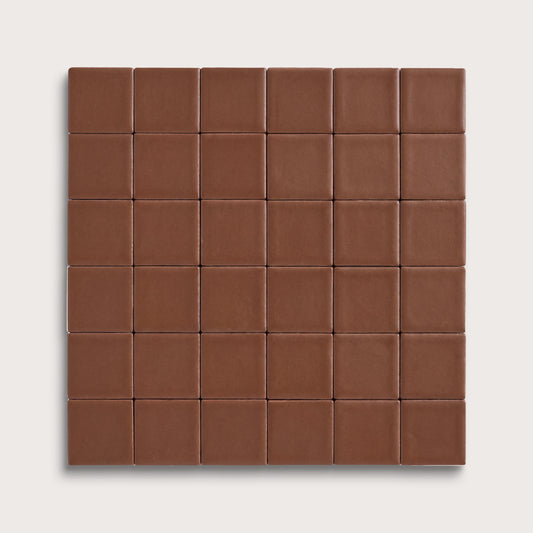 Amber ceramic tile, 2 by 2 inch mosaic, matte finish