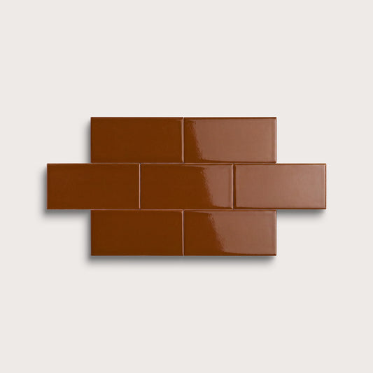 Amber ceramic tile, 2 by 4 inches, gloss finish