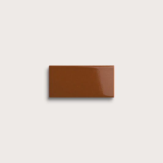 Amber ceramic tile, 2 by 4 inches, gloss finish