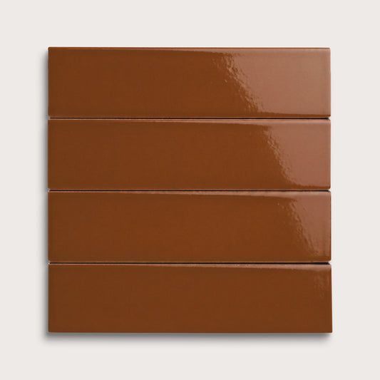 Amber ceramic tile, 2 by 8 inches, gloss finish