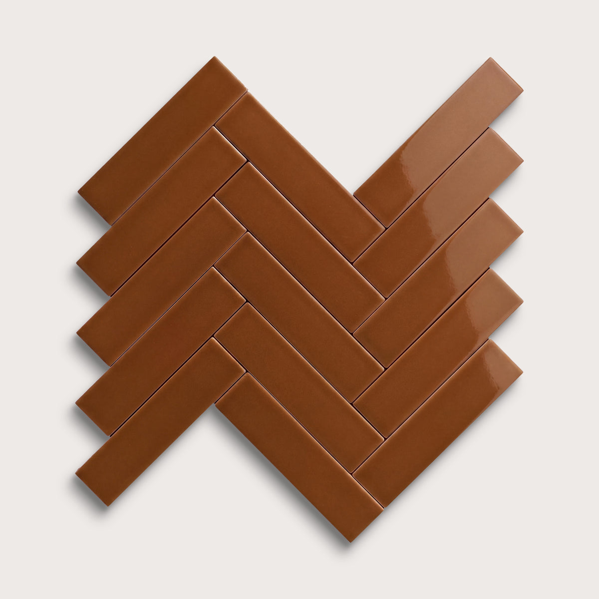Amber ceramic tile, 2 by 8 inches, gloss finish