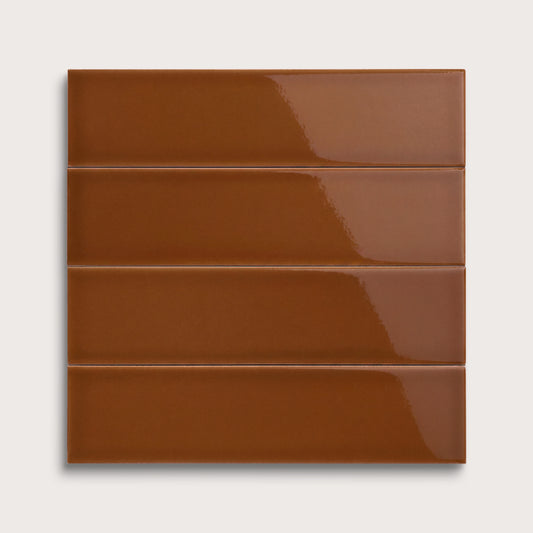 Amber ceramic tile, 3 by 12 inches, gloss finish