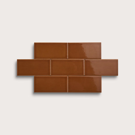 Amber ceramic tile, 3 by 6 inches, gloss finish