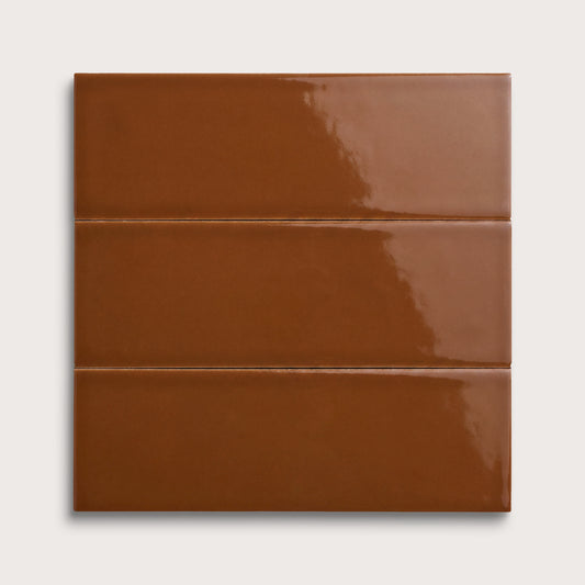 Amber ceramic tile, 4 by 12 inches, gloss finish