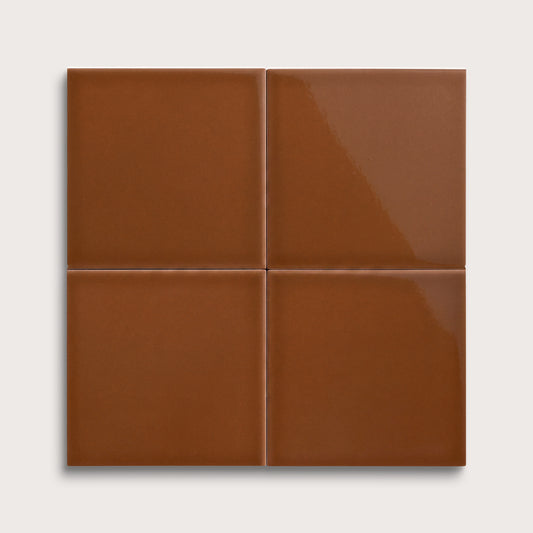 Amber ceramic tile, 6 by 6 inches, gloss finish
