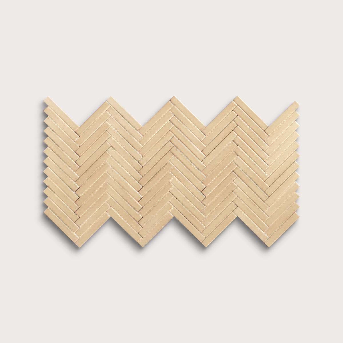 Bone ceramic tile, 1 by 6 inch herringbone mosaic, matte finish