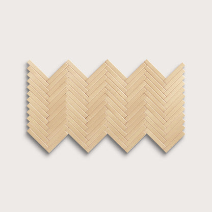 Bone ceramic tile, 1 by 6 inch herringbone mosaic, matte finish