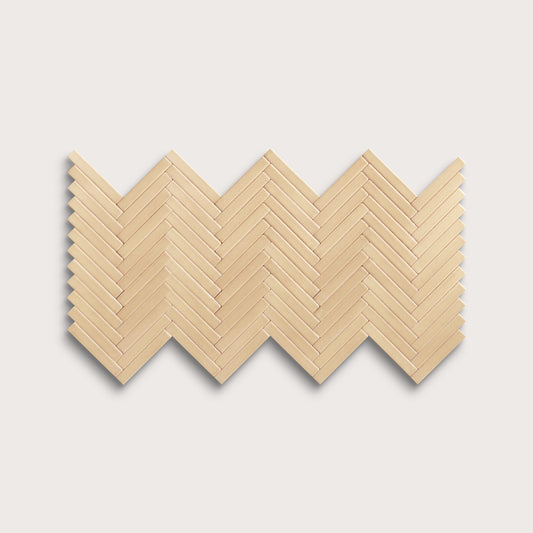 Bone ceramic tile, 1 by 6 inch herringbone mosaic, matte finish