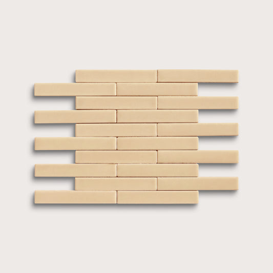 Bone ceramic tile, 1 by 6 inch subway mosaic, matte finish