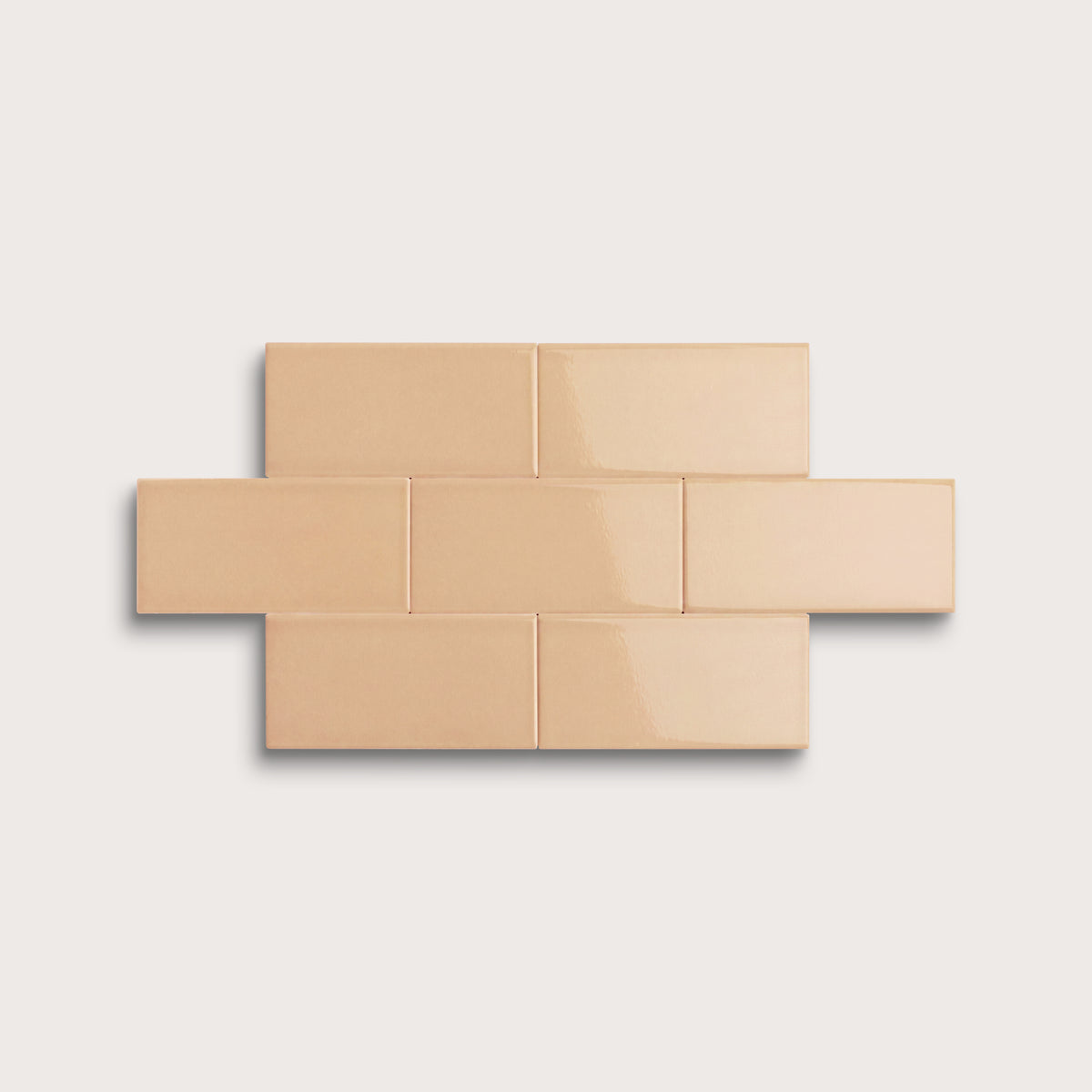 Bone ceramic tile, 2 by 4 inches, gloss finish