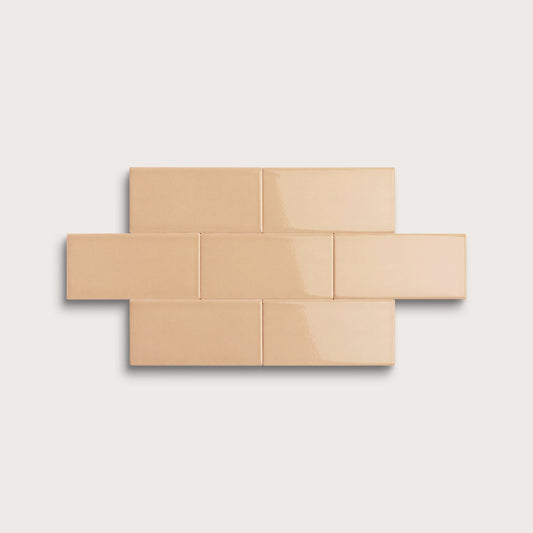 Bone ceramic tile, 2 by 4 inches, gloss finish