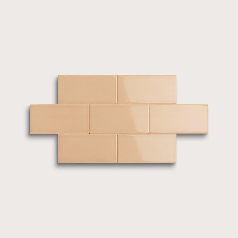 Bone ceramic tile, 2 by 4 inches, gloss finish