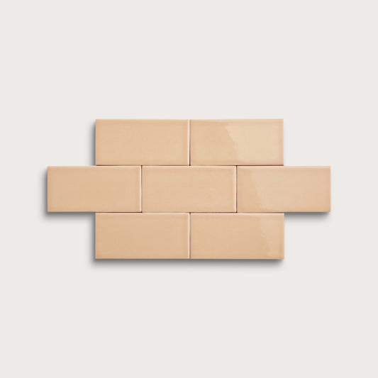 Bone ceramic tile, 3 by 6 inches, gloss finish