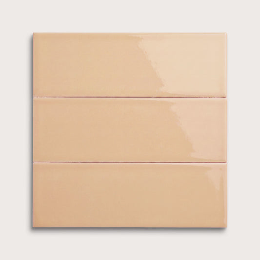 Bone ceramic tile, 4 by 12 inches, gloss finish
