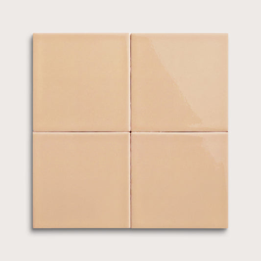 Bone ceramic tile, 6 by 6 inches, gloss finish