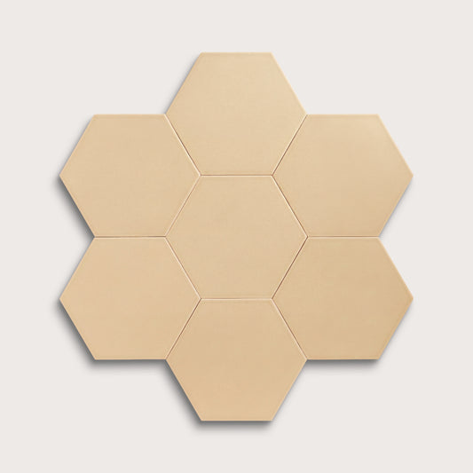 Bone ceramic tile, 8 inch hex, matte finish