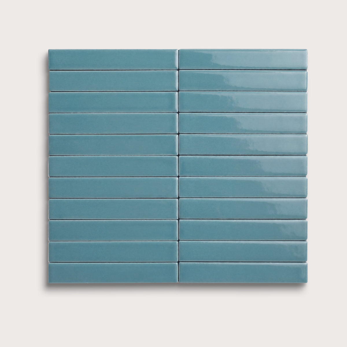 Blue Sky ceramic tile, 1 by 6 inch stacked mosaic, gloss finish