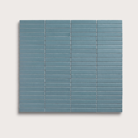 Blue Sky ceramic tile, 1 by 6 inch stacked mosaic, matte finish