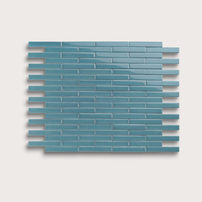 Blue Sky ceramic tile, 1 by 6 inch subway mosaic, gloss finish