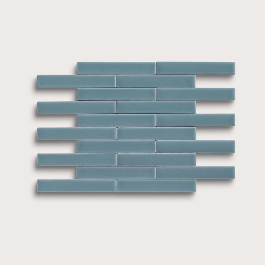 Blue Sky ceramic tile, 1 by 6 inch subway mosaic, matte finish