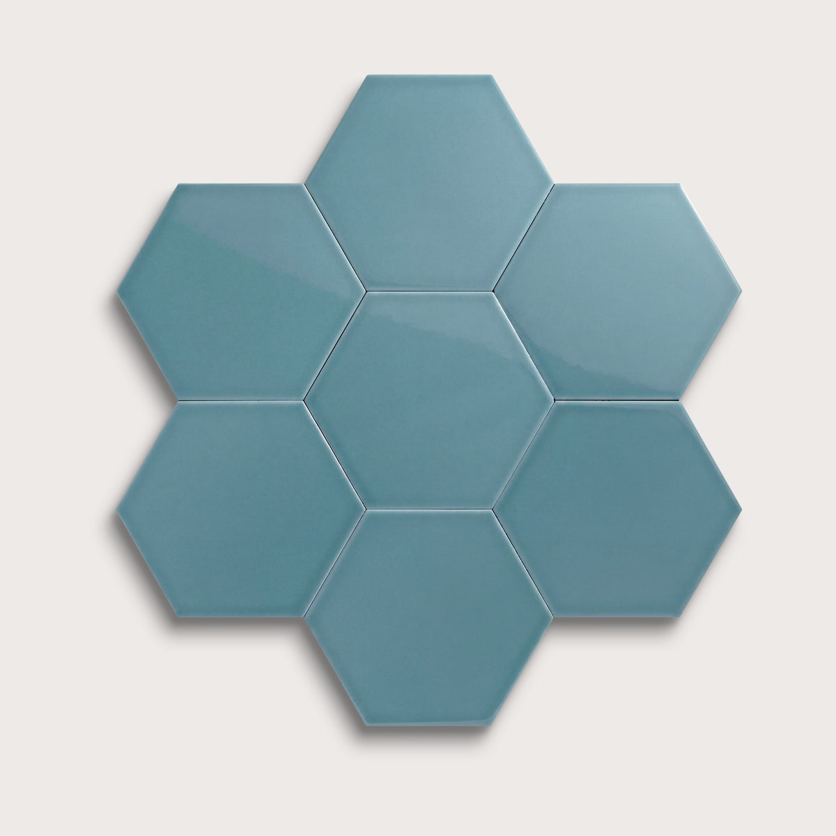 Blue Sky ceramic tile, 8 inch hex, gloss finish