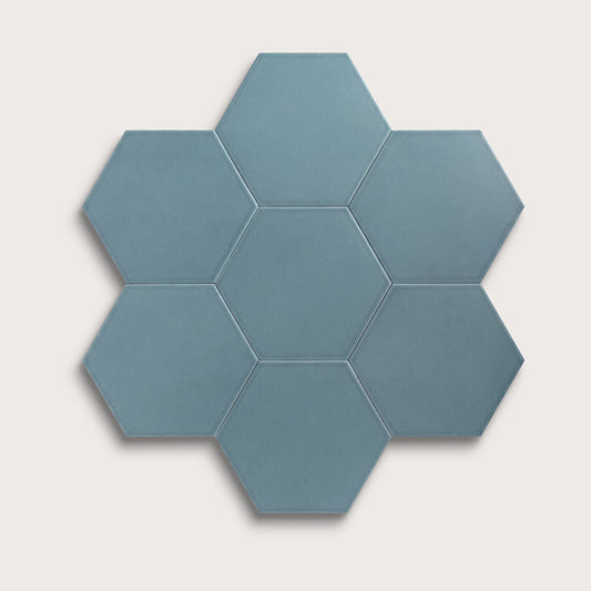 Blue Sky ceramic tile, 8 inch hex, matte finish