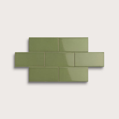 Cactus Green ceramic tile, 2 by 4 inches, gloss finish