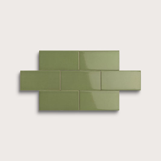Cactus Green ceramic tile, 2 by 4 inches, gloss finish