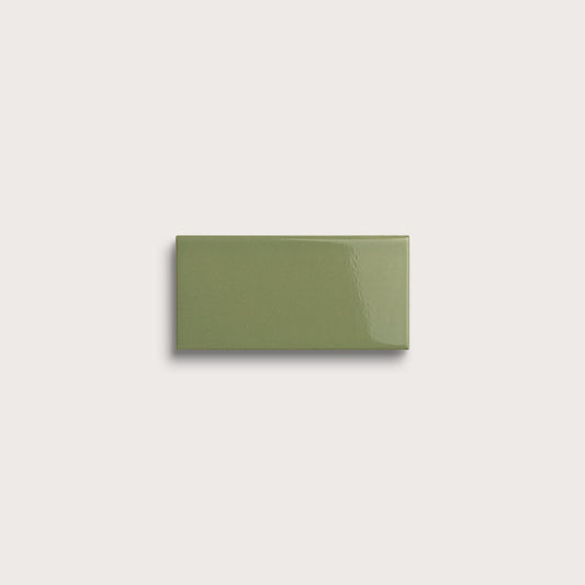 Cactus Green ceramic tile sample, gloss finish