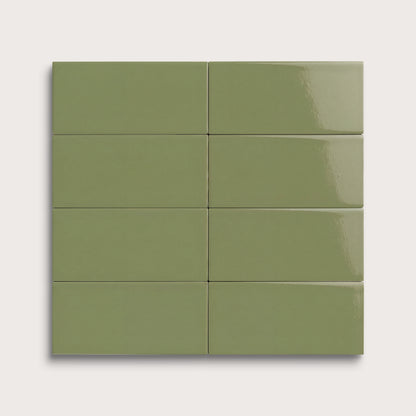 Cactus Green ceramic tile, 2 by 4 inches, gloss finish