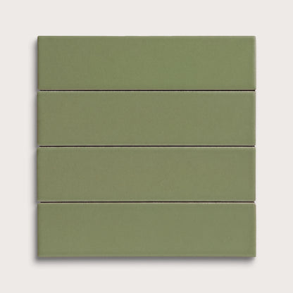 Cactus Green ceramic tile, 2 by 8 inches, matte finish