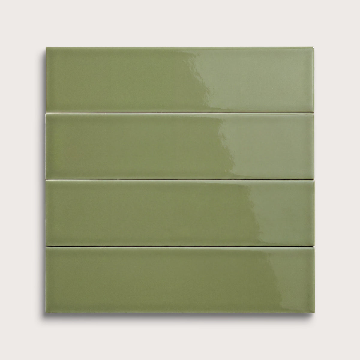 Cactus Green ceramic tile, 3 by 12 inches, gloss finish