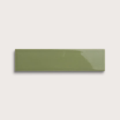 Cactus Green ceramic tile, 3 by 12 inches, gloss finish