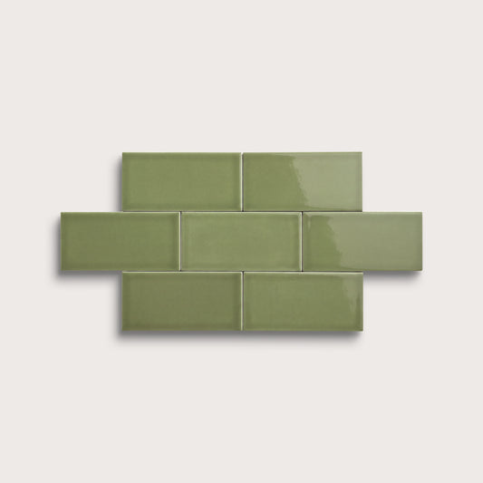 Cactus Green ceramic tile, 3 by 6 inches, gloss finish