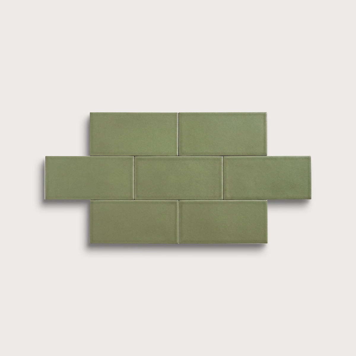 Cactus Green ceramic tile, 3 by 6 inches, matte finish