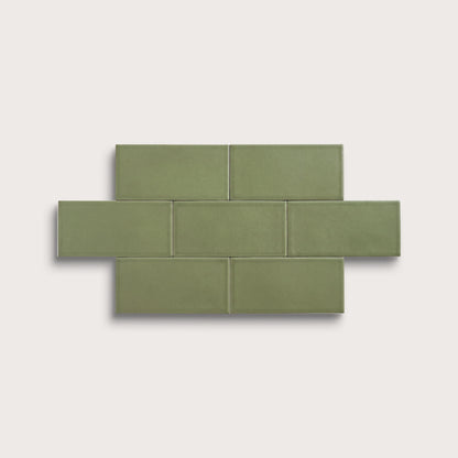 Cactus Green ceramic tile, 3 by 6 inches, matte finish