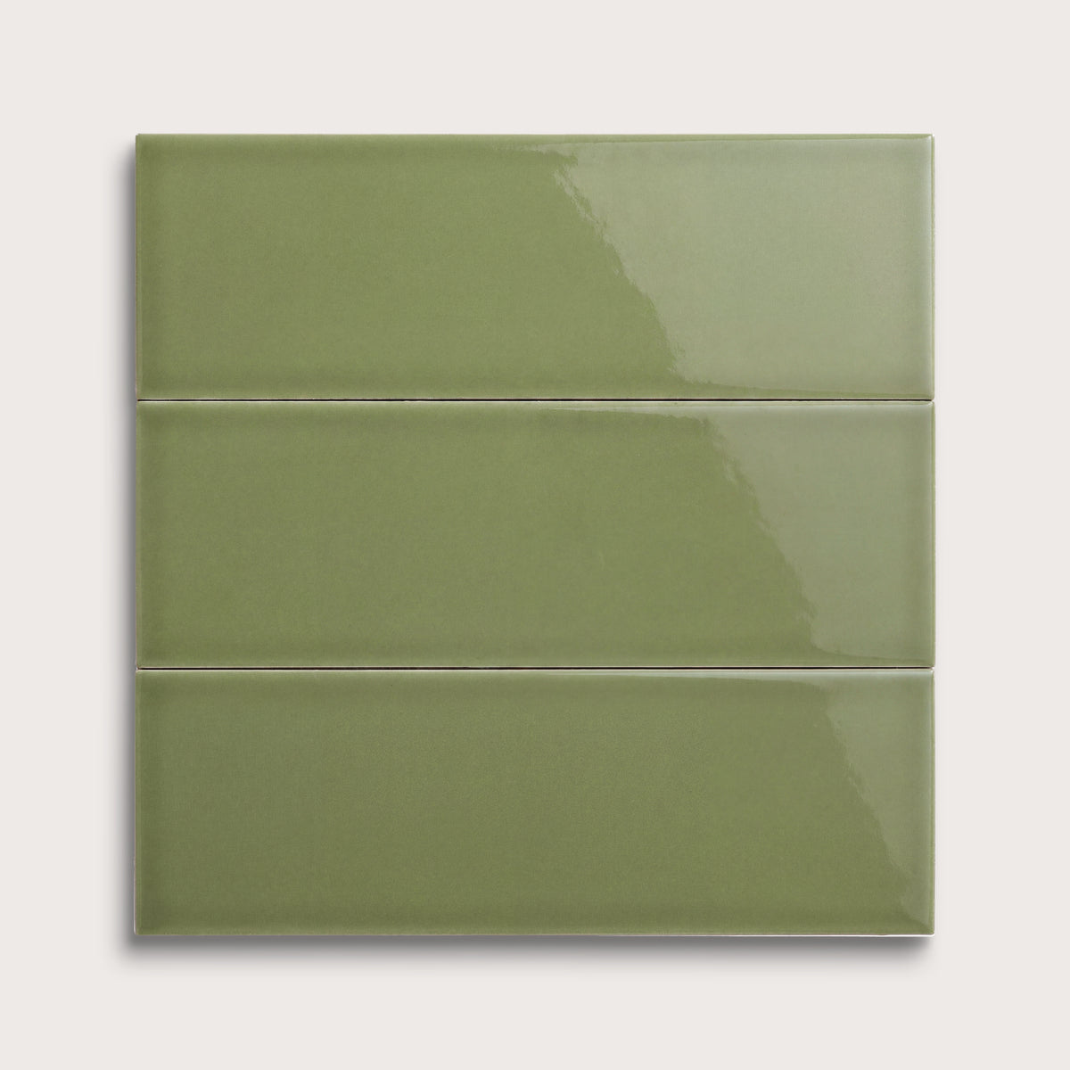 Cactus Green ceramic tile, 4 by 12 inches, gloss finish