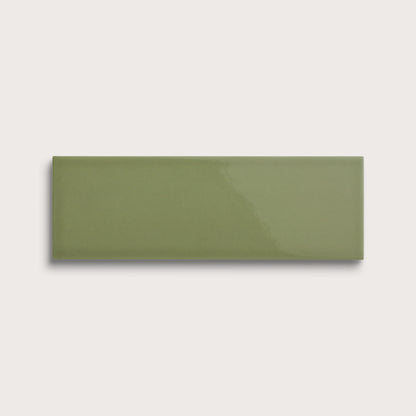 Cactus Green ceramic tile, 4 by 12 inches, gloss finish