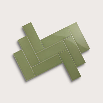 Cactus Green ceramic tile, 4 by 12 inches, gloss finish
