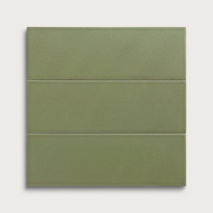 Cactus Green ceramic tile, 4 by 12 inches, matte finish
