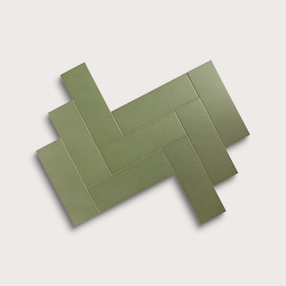Cactus Green ceramic tile, 4 by 12 inches, matte finish