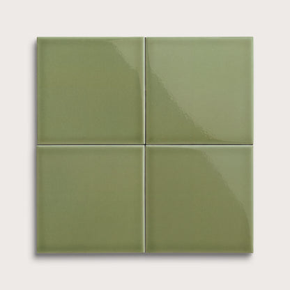 Cactus Green ceramic tile, 8 by 8 inches, gloss finish