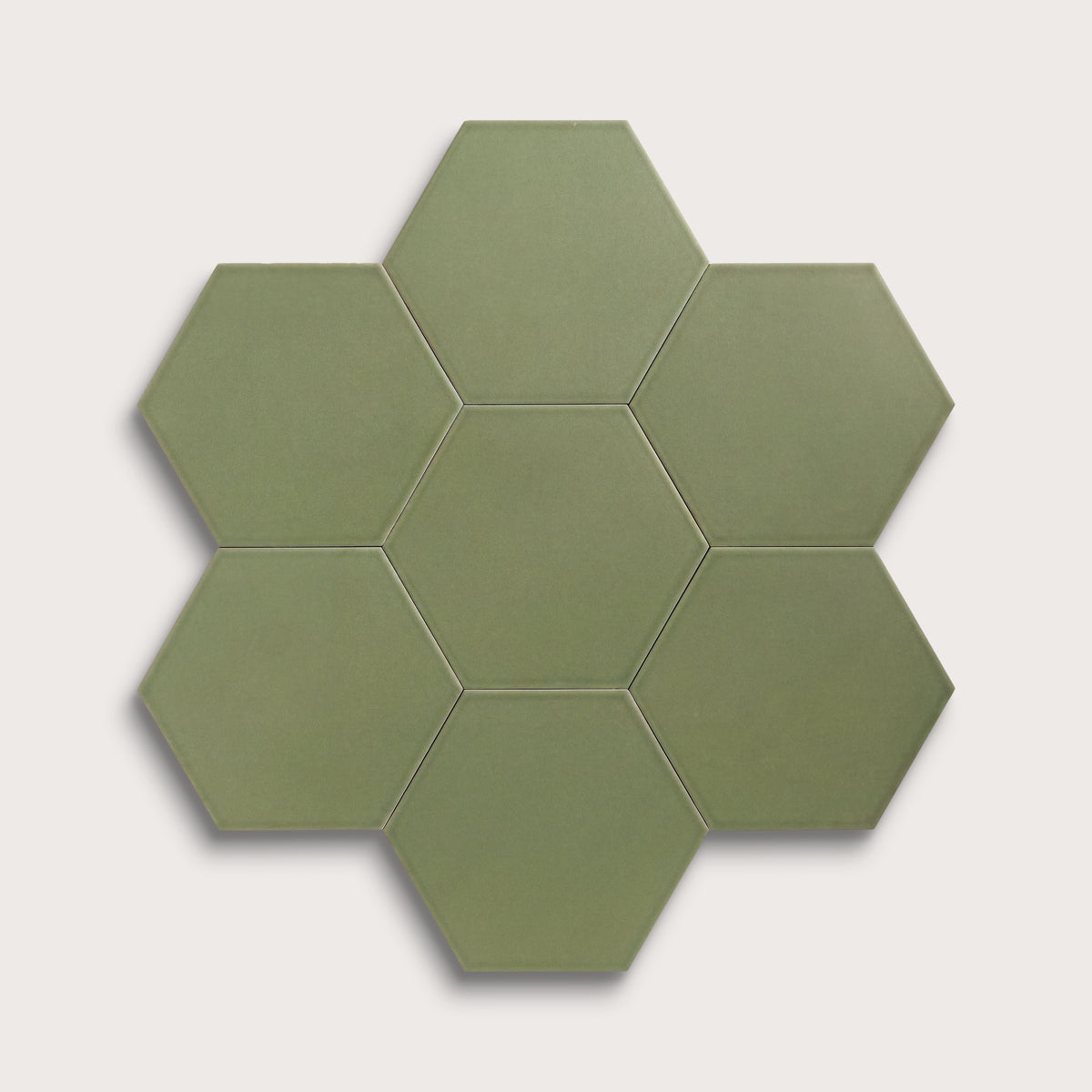 Cactus Green ceramic tile, 8 inch hex, matte finish