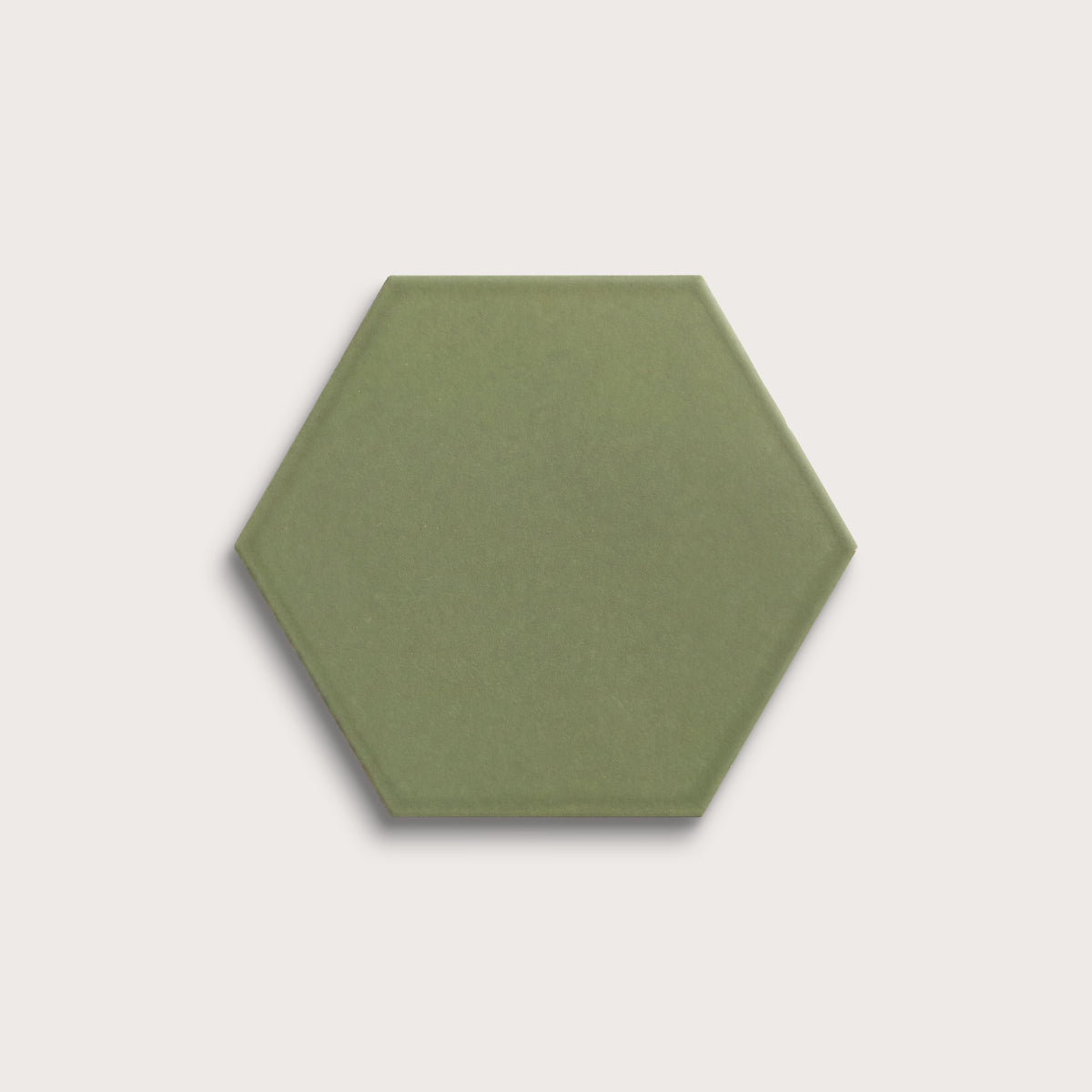 Cactus Green ceramic tile, 8 inch hex, matte finish